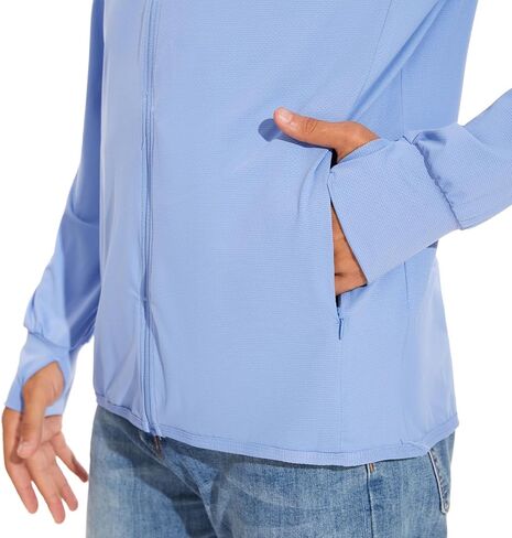 Men's UPF 50+ Sun Protection Hoodie Jacket Zip Up Lightweight Long Sleeve UV Fishing Shirts Quick Dry Zip Pockets in Saudi Arabia