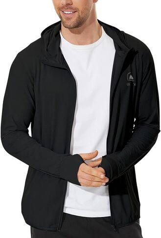 Men's UPF 50+ Sun Protection Hoodie Jacket Zip Up Lightweight Long Sleeve UV Fishing Shirts Quick Dry Zip Pockets in Saudi Arabia