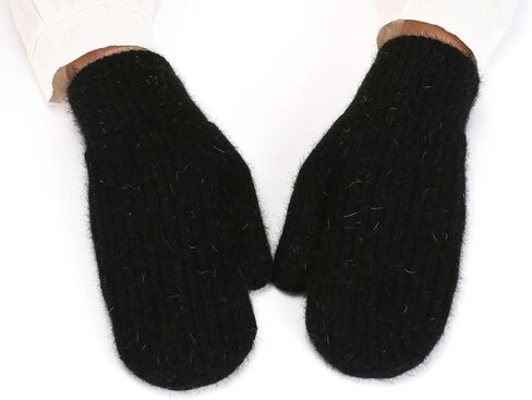 Winter Warm Knitted Mittens for Women - Cold Weather Stretch Thick Faux Fleece Gloves in Saudi Arabia