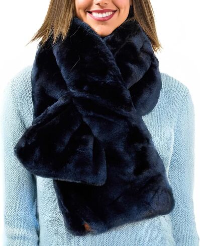 Funky Junque Matching 2 Pack: Faux Fur Mittens & Scarf - Black in Kuwait