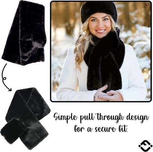 Funky Junque Matching 2 Pack: Faux Fur Mittens & Scarf - Black in Kuwait