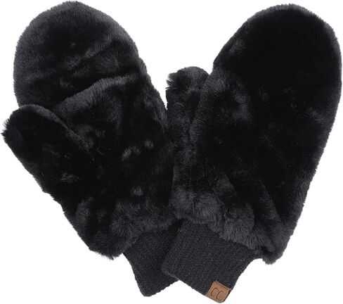 Funky Junque Matching 2 Pack: Faux Fur Mittens & Scarf - Black in Kuwait