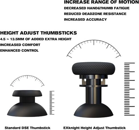 EXknight Controller Freaks for DualSense Edge, Height Adjustable Sticks for PS5 Pro Controller, 1 Low Rise(2 Heights), 1 Mid Rise(4 Heights), 1 High Rise(4 Heights) in Saudi Arabia
