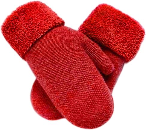 Winter Warm Knitted Mittens for Women - Cold Weather Stretch Thick Faux Fleece Gloves in Saudi Arabia