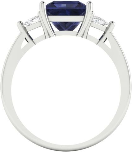 Clara Pucci 2.32 ct Princess Cut Created Blue Sapphire 14k Yellow Gold Three-Stone Wedding Engagement Bridal Promise Ring in Saudi Arabia