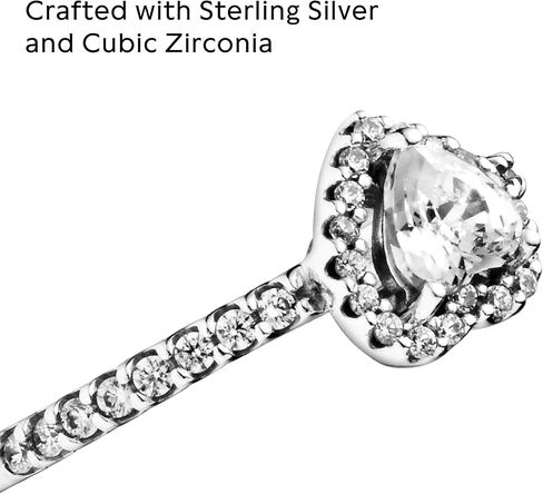 PANDORA Elevated Heart Ring - Promise Ring for Women - Layering or Stackable Ring - Gift for Her - Sterling Silver with Clear Cubic Zirconia - Size 7 in Saudi Arabia
