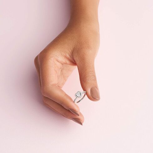 PANDORA Elevated Heart Ring - Promise Ring for Women - Layering or Stackable Ring - Gift for Her - Sterling Silver with Clear Cubic Zirconia - Size 7 in Saudi Arabia