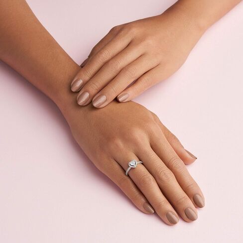 PANDORA Elevated Heart Ring - Promise Ring for Women - Layering or Stackable Ring - Gift for Her - Sterling Silver with Clear Cubic Zirconia - Size 7 in Saudi Arabia