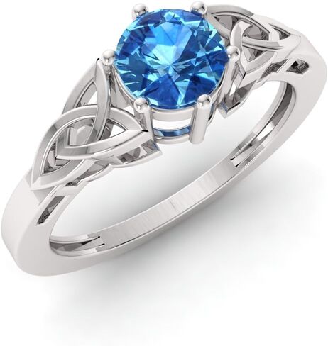 Diamondere Natural and Certified Gemstone Solitaire Engagement Ring in Sterling Silver | 0.55 Carat Celtic Knot Ring for Women, US Size 4 to 9 in Saudi Arabia