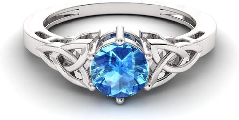 Diamondere Natural and Certified Gemstone Solitaire Engagement Ring in Sterling Silver | 0.55 Carat Celtic Knot Ring for Women, US Size 4 to 9 in Saudi Arabia