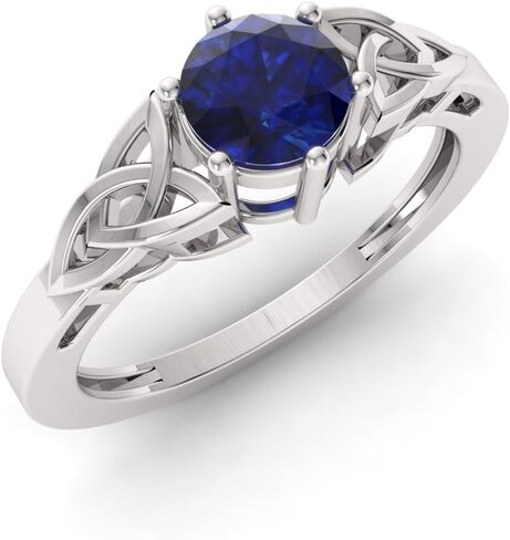Diamondere Natural and Certified Gemstone Solitaire Engagement Ring in Sterling Silver | 0.55 Carat Celtic Knot Ring for Women, US Size 4 to 9 in Saudi Arabia