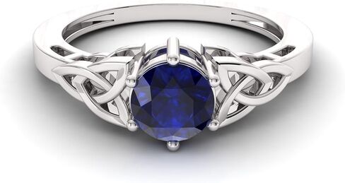 Diamondere Natural and Certified Gemstone Solitaire Engagement Ring in Sterling Silver | 0.55 Carat Celtic Knot Ring for Women, US Size 4 to 9 in Saudi Arabia
