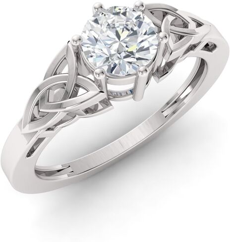 Diamondere Natural and Certified Gemstone Solitaire Engagement Ring in Sterling Silver | 0.55 Carat Celtic Knot Ring for Women, US Size 4 to 9 in Saudi Arabia