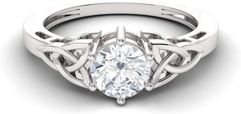 Diamondere Natural and Certified Gemstone Solitaire Engagement Ring in Sterling Silver | 0.55 Carat Celtic Knot Ring for Women, US Size 4 to 9 in Saudi Arabia