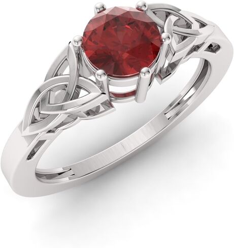 Diamondere Natural and Certified Gemstone Solitaire Engagement Ring in Sterling Silver | 0.55 Carat Celtic Knot Ring for Women, US Size 4 to 9 in Saudi Arabia