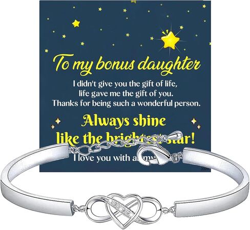 37Bracelet To My Bonus Daughter Granddaughter Infinity Love Heart Bracelet Stainless Steel Adjustable Bracelets With Cards I Love You With All My Heart Bangle Jewelry Birthday Gift for Daughter-in-Law Women in Saudi Arabia