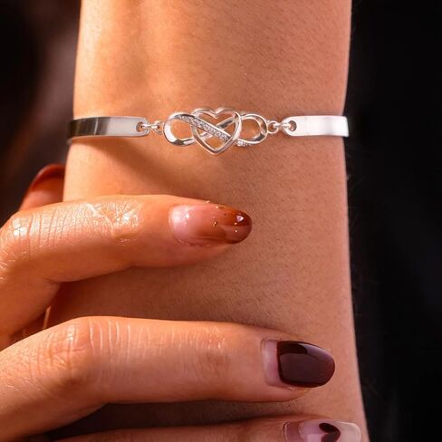 37Bracelet To My Bonus Daughter Granddaughter Infinity Love Heart Bracelet Stainless Steel Adjustable Bracelets With Cards I Love You With All My Heart Bangle Jewelry Birthday Gift for Daughter-in-Law Women in Saudi Arabia