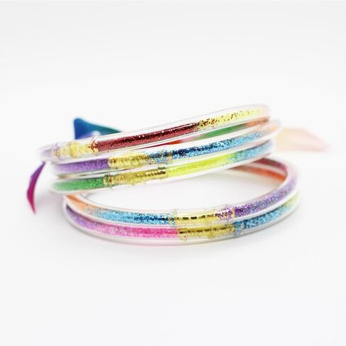 مجموعة أساور ATIMIGO Bowknot Jelly Bangle أساور خفيفة الوزن لطيفة ومليئة بالبريق من السيليكون للنساء in Saudi Arabia