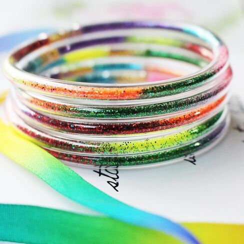 مجموعة أساور ATIMIGO Bowknot Jelly Bangle أساور خفيفة الوزن لطيفة ومليئة بالبريق من السيليكون للنساء in Saudi Arabia