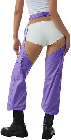 Women Fashion Cargo Pants High Rise Sweatpants Rave Reflective Pants Solid Color Color Block in Saudi Arabia