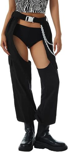 Women Fashion Cargo Pants High Rise Sweatpants Rave Reflective Pants Solid Color Color Block in Saudi Arabia