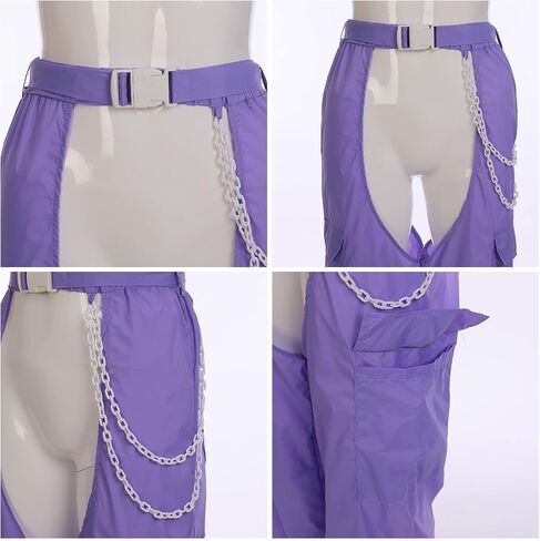Women Fashion Cargo Pants High Rise Sweatpants Rave Reflective Pants Solid Color Color Block in Saudi Arabia