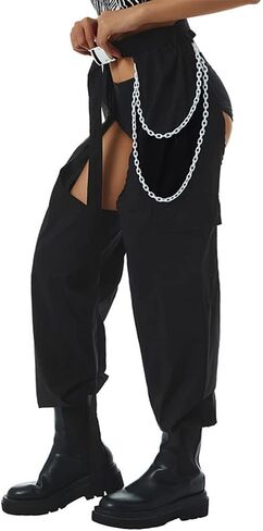 Women Fashion Cargo Pants High Rise Sweatpants Rave Reflective Pants Solid Color Color Block in Saudi Arabia