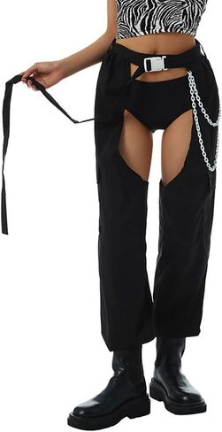 Women Fashion Cargo Pants High Rise Sweatpants Rave Reflective Pants Solid Color Color Block in Saudi Arabia