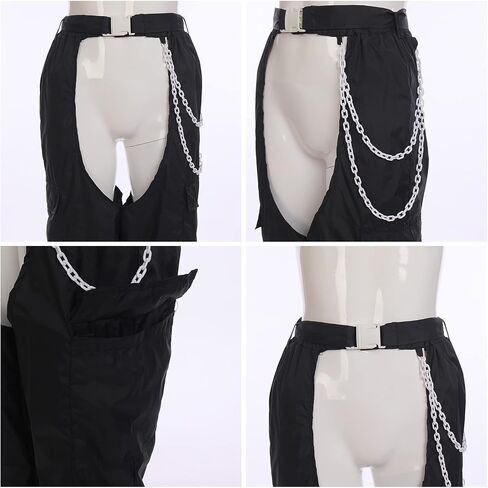 Women Fashion Cargo Pants High Rise Sweatpants Rave Reflective Pants Solid Color Color Block in Saudi Arabia