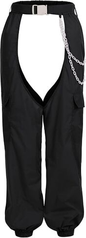 Women Fashion Cargo Pants High Rise Sweatpants Rave Reflective Pants Solid Color Color Block in Saudi Arabia