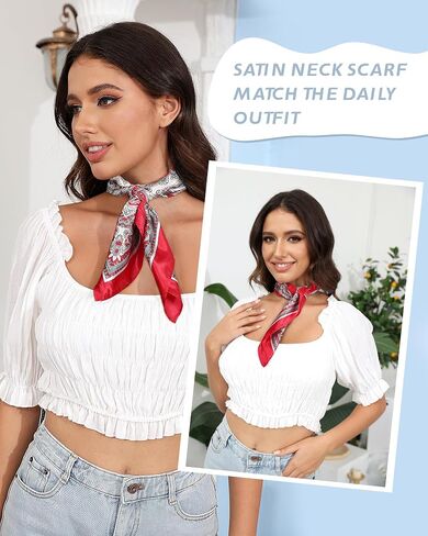 AWAYTR 23" Satin Bandanas for Women Head Scarf Like Silk Scarf for Hair Scarf Satin Neck Scarf Silk Hair Bandana Headscarf in Saudi Arabia