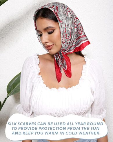 AWAYTR 23" Satin Bandanas for Women Head Scarf Like Silk Scarf for Hair Scarf Satin Neck Scarf Silk Hair Bandana Headscarf in Saudi Arabia