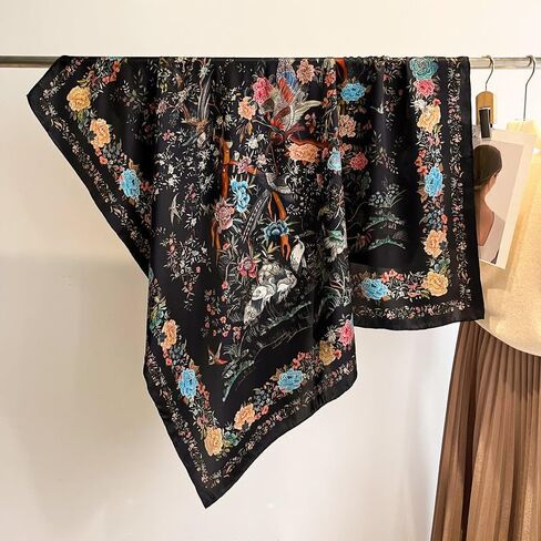 MEISEE 100% Pure Mulberry Silk Scarf 43"*43" Large Square Lightweight Headscarf Women’s Hair Wraps Shawls with Gift Packed in Saudi Arabia