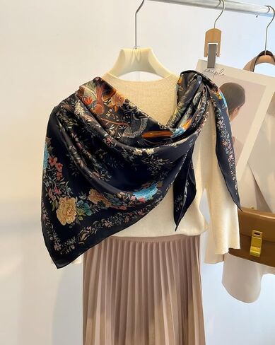 MEISEE 100% Pure Mulberry Silk Scarf 43"*43" Large Square Lightweight Headscarf Women’s Hair Wraps Shawls with Gift Packed in Saudi Arabia