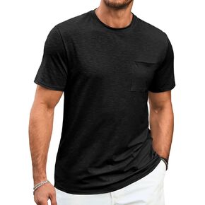 Runcati Mens Short Sleeve T Shirts Crew Neck Casual Summer Basic Shirt Lightweight Tee Tops with Pocket
