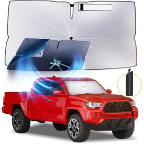 Windshield Sun Shade Umbrella: for Toyota Tacoma 2016 2017 2018 2019 2020 2021 2022 2023 2024 2025 - Front Car Window Shades - Double Toyota-Tacoma Thickened Foldable Sunshades Block UV Keep Cool