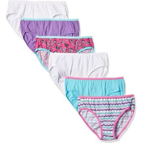 Hanes Girls' Cotton Tagless Low Rise Brief 6-Pack