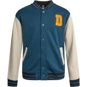 DKNY Boys' Varsity Jacket - Stylish Athletic Snap-Front Letterman Bomber Baseball Jacket with Bold Sleeves (Sizes: 8-20)