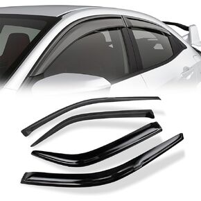 Rain Guards for Car Windows Compatible with 2010-2013 Mazda 3 Hatchback 4-Door,Smoke Tape-on Type Windows Visors Sun/Rain Guards,4PCS Slim Style Side Window Wind Deflectors