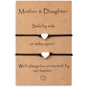 MANVEN Mother Daughter Bracelets Christmas Gifts for Mom from Daughter Birthday Gifts for Mom and Daughter Jewelry Bracelets Mommy and Me Heart Matching Wish Bracelets