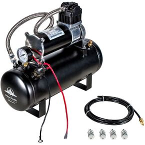 United Pacific 46154 - Air Horn Compressor Kit - "Competition Series" Heavy Duty 12V 140 Psi Air Compressor And Tank Kit