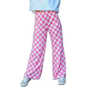 Lightweight Wide Leg Checkered Pants for Women Fashion Casual Loose Fit Plaid Trousers Sweatpants Pajama Pants Bottoms in Kuwait