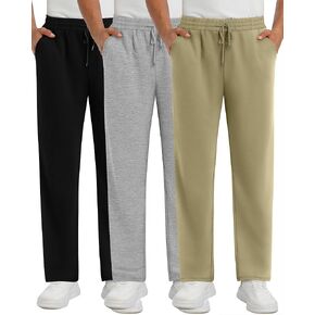 Neer 3 Pack Men's Sweatpants Athletic Lounge Pants Open Bottom Yoga Baggy Casual Drawstring Lightweight Joggers with Pockets