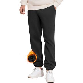 PINSPARK Men's Fleece Sweat Pants Joggers Cuffed Sweatpants Warm Cotton Baggy Sweatpants with Waist Elastic