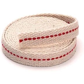 Bless International 7/8" Inch 100% Natural Cotton Flat Wick 6.5 Foot (2 Meter Approx) Roll with Genuine Red Stitch for Paraffin or Kerosene Based Lanterns, Oil Lamps, Burners & Replacement