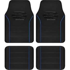 Skechers Memory Foam Car Mats,Leather Piping Car Floor Mats with Anti-Slip Pad,Universal Waterproof Fit Automotive Floor mats for Cars SUV,Vans,sedans,Trucks,car mats Full Set 4pcs Red