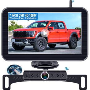 7-Inch Wireless Backup Camera for Truck - 4 Channel, DVR Recording, HD 1080P, Night Vision, IP69 Waterproof, Easy Installation for Trucks, Pickup, Trailer, Cars - Parking Safety & Towing Assistance