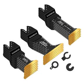 16 Pack Titanium Oscillating Saw Blades Metal Cutting, Professional Multitool Blades for Metal Nails Hard Material and Wood Plastic, Multi Tool Blades Kits Fit Dewalt Milwaukee Ryobi, 3Types
