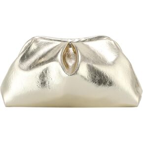 GOKTOW Soft Leather Clutch Purse for Women Dumpling Clutch Purses for Women, Crochet Handbags Ruched Cloud for Wedding Party
