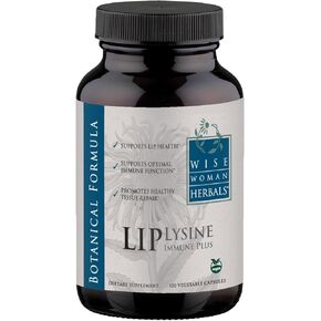 Wise Woman Herbals Lysine Immune Plus Lip - 120 Count Vegetable Capsules - Clinically Proven Lip Health & Support L-Lysine - Bioactive with Zero Harmful Additives